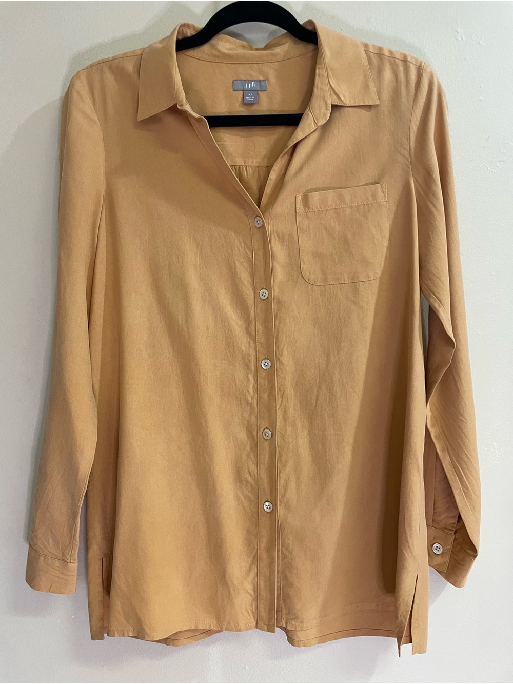 J.Jill 100% Silk Tan Camel Button Down Shirt XS